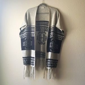 WOVEN HEART Aztec Fringe Cardigan